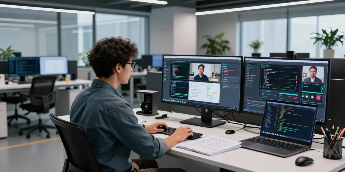 Dynamic scene illustrating an advanced ai image detector in a tech lab as a data scientist analyzes AI-generated images.