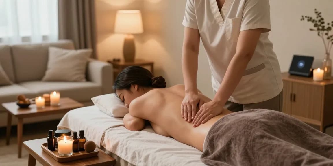 의정부출장안마 service providing a relaxing massage experience in a cozy home setting with ambient lighting and calming atmosphere.