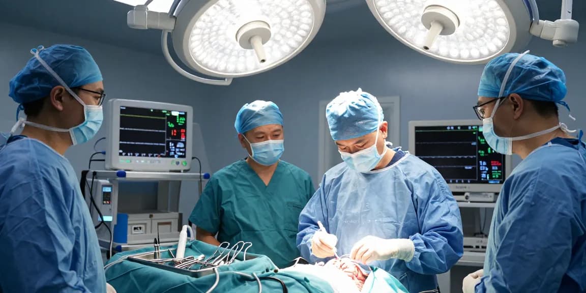 Beyin ameliyatı in a professional surgical environment with a neurosurgeon and medical team focused on patient care.