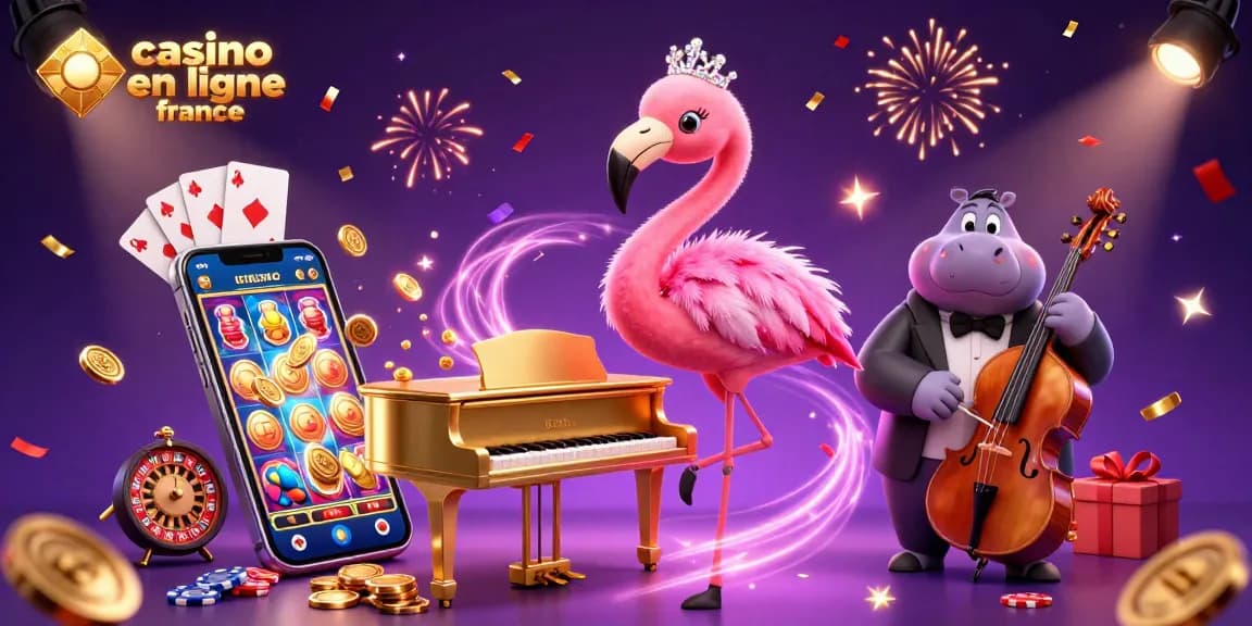 Jouez avec style au casino en ligne France grâce à cette illustration dynamique de jeux de casino.