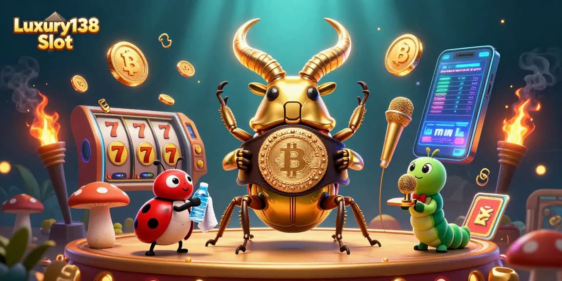 Experience the excitement of Luxury138 Slot with immersive 3D illustration featuring engaging characters and elements.
