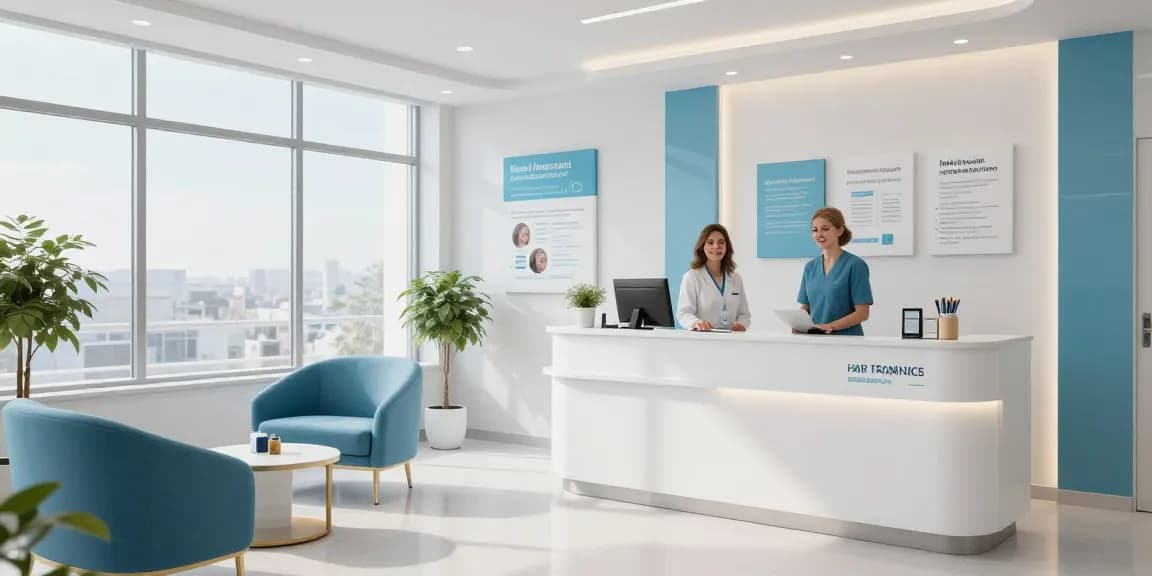 Hair transplant turkey consultation in a modern health clinic, showcasing patient care and professional services.