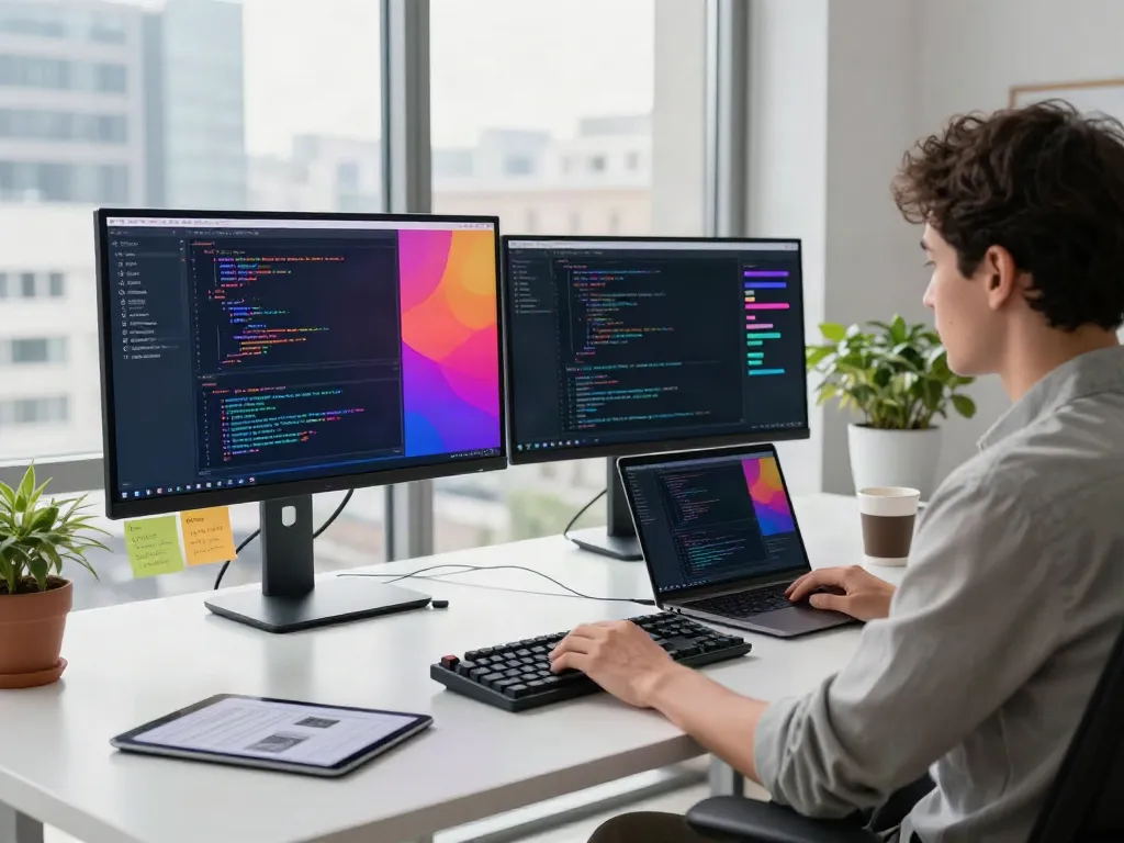 Dynamic software development workspace illustrating v2rayN官网 with coding and project management elements.