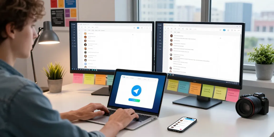 Explore telegram chinese FAQ with a user setting up Telegram in Chinese on a modern workspace.