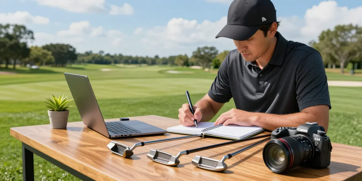 Ulasan putter di https://puttperfection.com/putter-reviews menunjukkan analis putter di lapangan golf hijau.