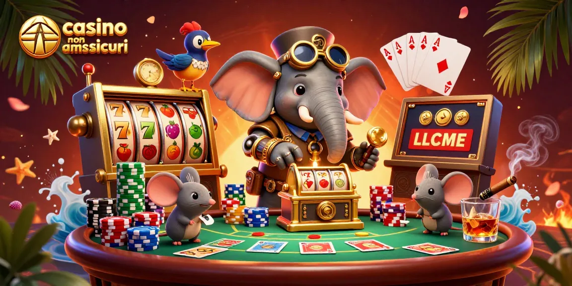 Scopri giochi entusiasmanti nei casino non AAMS sicuri con un elefante steampunk e dinamici elementi di gioco.