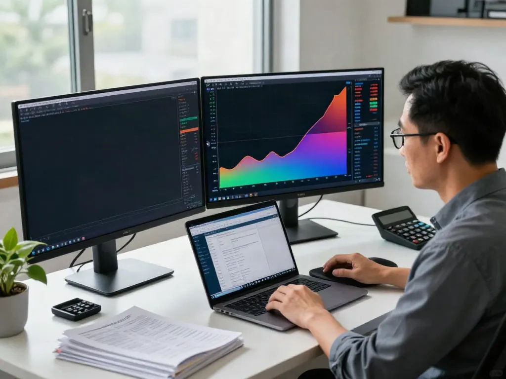 Traders using MetaTrader 5 for analysis in a modern workspace