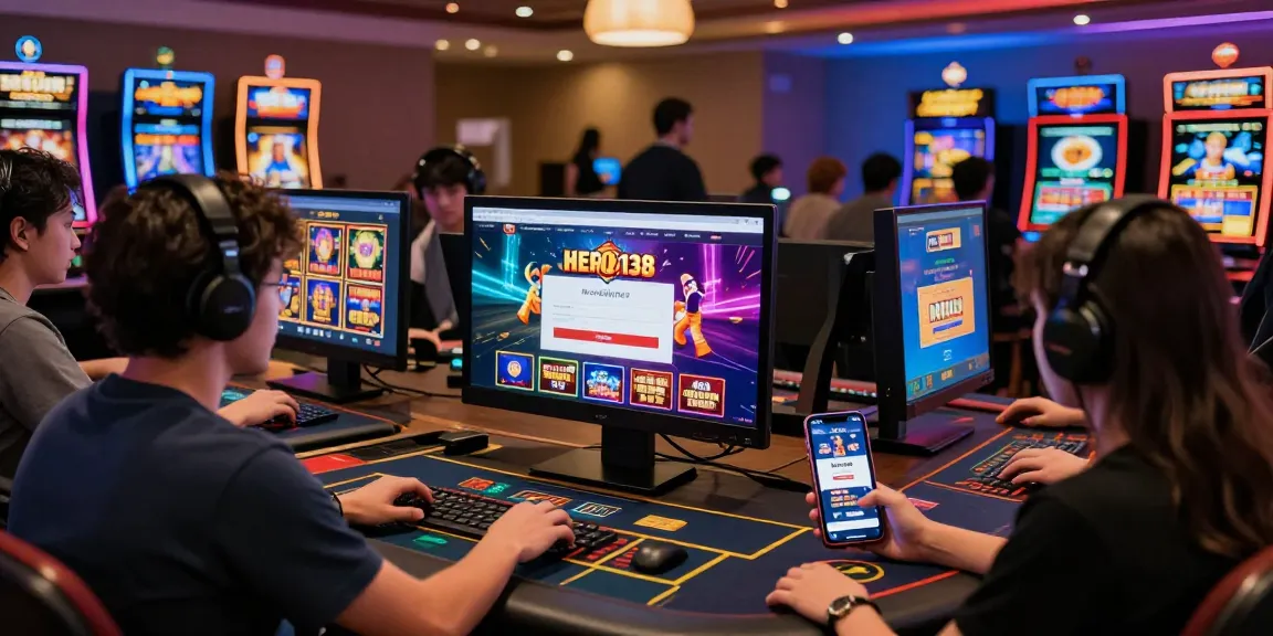 Engaged users on hero138 situs exploring vibrant online gambling options in an inviting digital casino atmosphere.