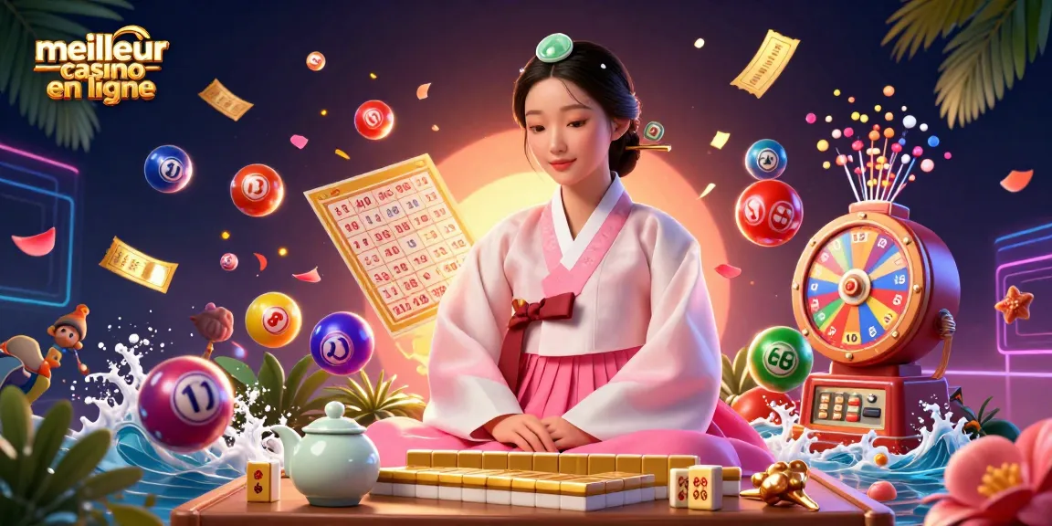 Découvrez l'excitation du meilleur casino en ligne avec une illustration dynamique sur le thème de la loterie présentant des éléments 3D époustouflants.