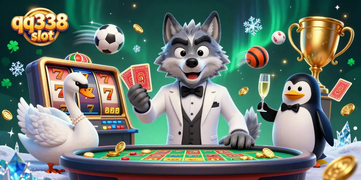 Experience thrilling gaming with qq338 slot in this vibrant casino scene featuring unique characters and action.