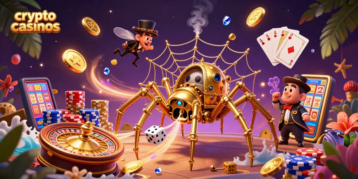 Découvrez les crypto casinos avec notre illustration dynamique de jeux en ligne.
