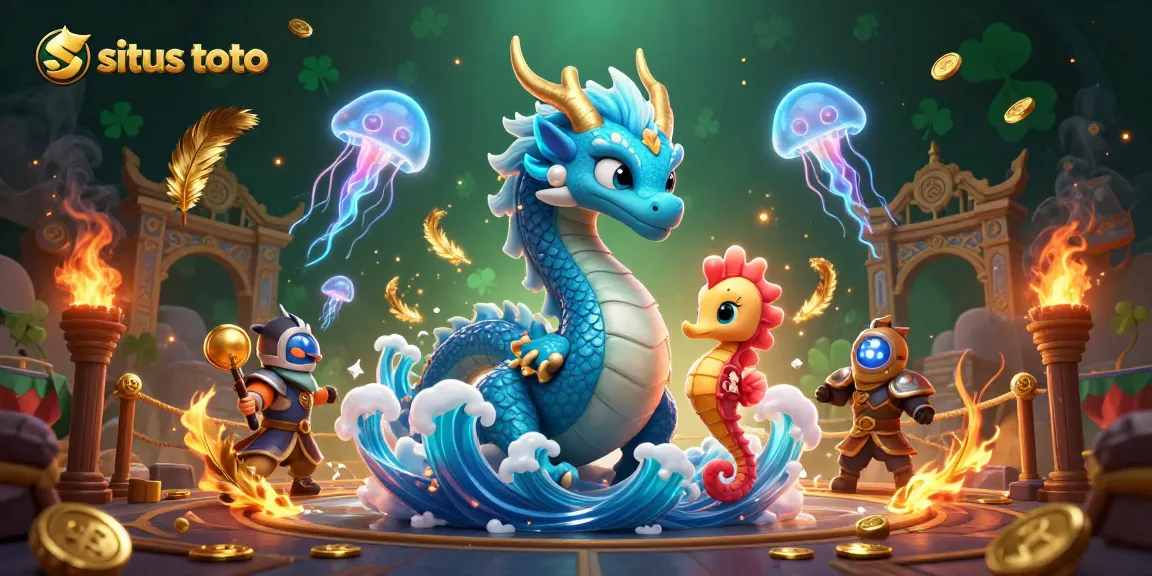 Experience thrilling gameplay at situs toto with a vibrant 3D casino illustration featuring magical creatures and golden elements.