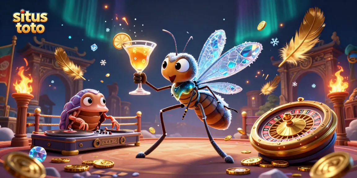 Engage with the thrilling world of situs toto through this vibrant 3D illustration featuring a casino mascot with a golden cocktail.