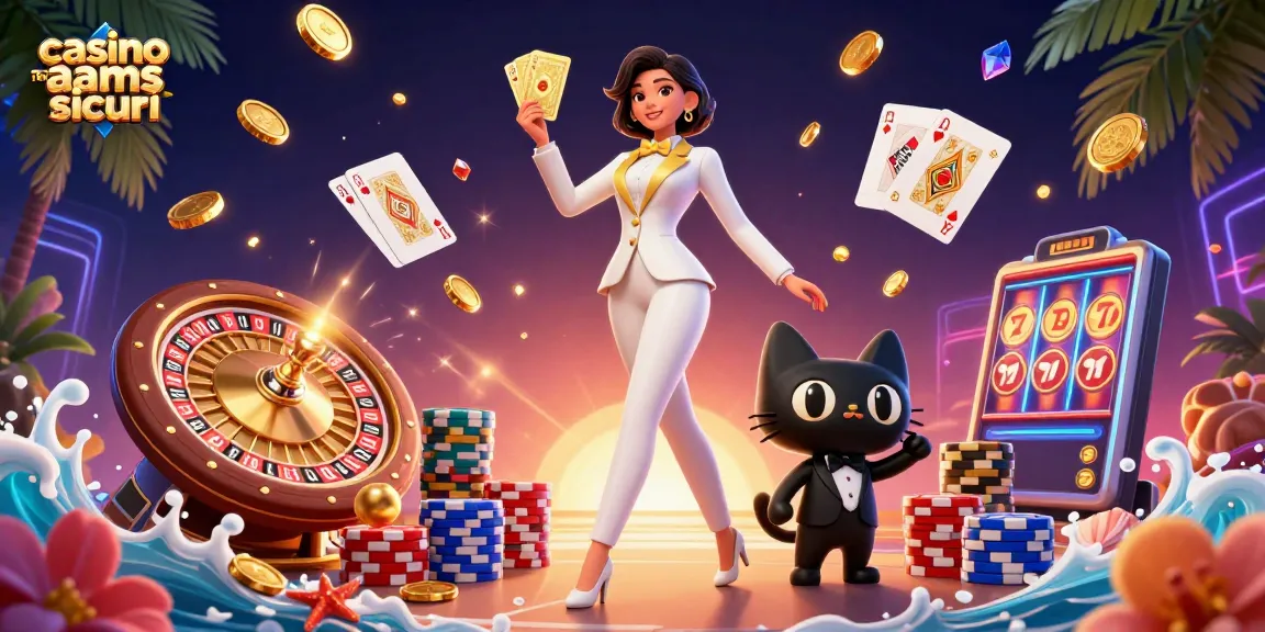 Interagisci con casinò non AAMS sicuri attraverso una scena dinamica di gioco con un croupier glamour e elementi affascinanti.