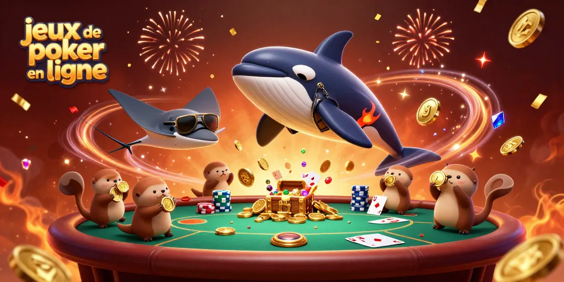Jouez aux jeux de poker en ligne avec les meilleurs personnages marins dans une scène dynamique et colorée.