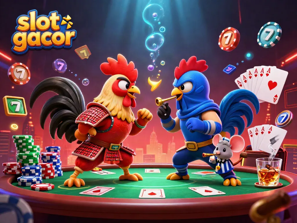 Slot gacor menghadirkan duel seru antara dua ayam tempur dalam pertempuran dramatis.