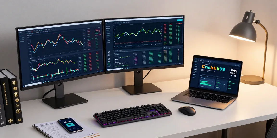 Cricbet99 trading setup with advanced cryptocurrency charts and secure wallet interface in a professional workspace.