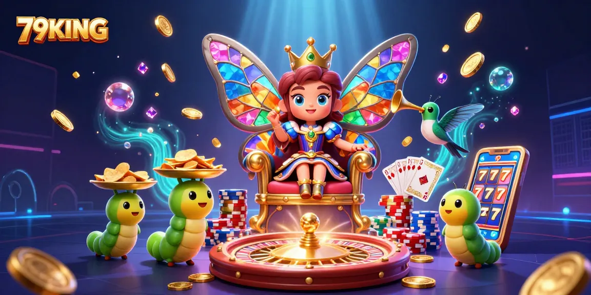 Experience the vibrant world of 79KING with animated creatures and dynamic casino elements.