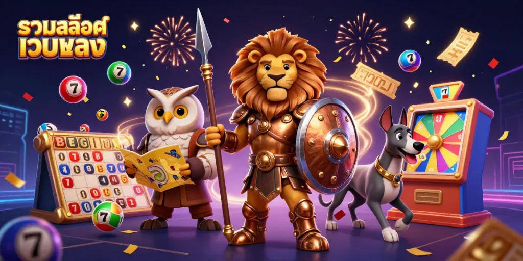 Experience thrilling action with a luxurious depiction of รวมสล็อตเว็บตรง, featuring dynamic elements of luck and fortune in a vibrant casino scene.