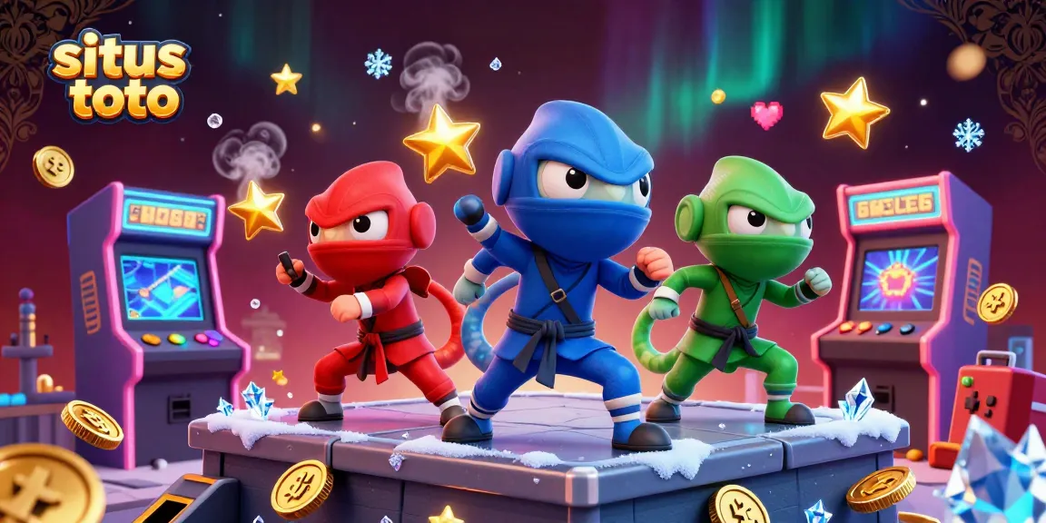 Experience the excitement of situs toto online slots with our vibrant 3D cartoon-themed action illustration.