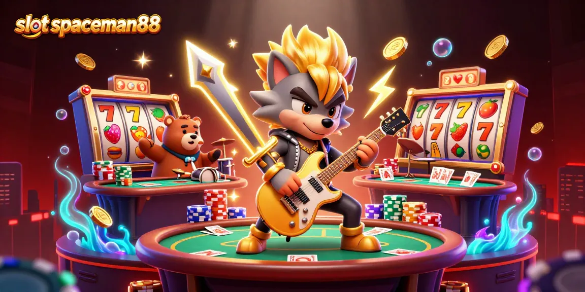 Experience slot spaceman88 with vibrant 3D characters and dynamic casino elements in a captivating scene.