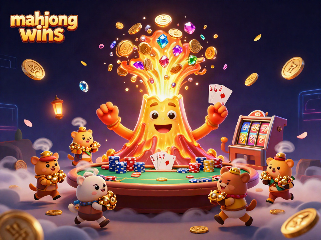 Experience thrilling mahjong wins with a dynamic scene of poker action and treasures.