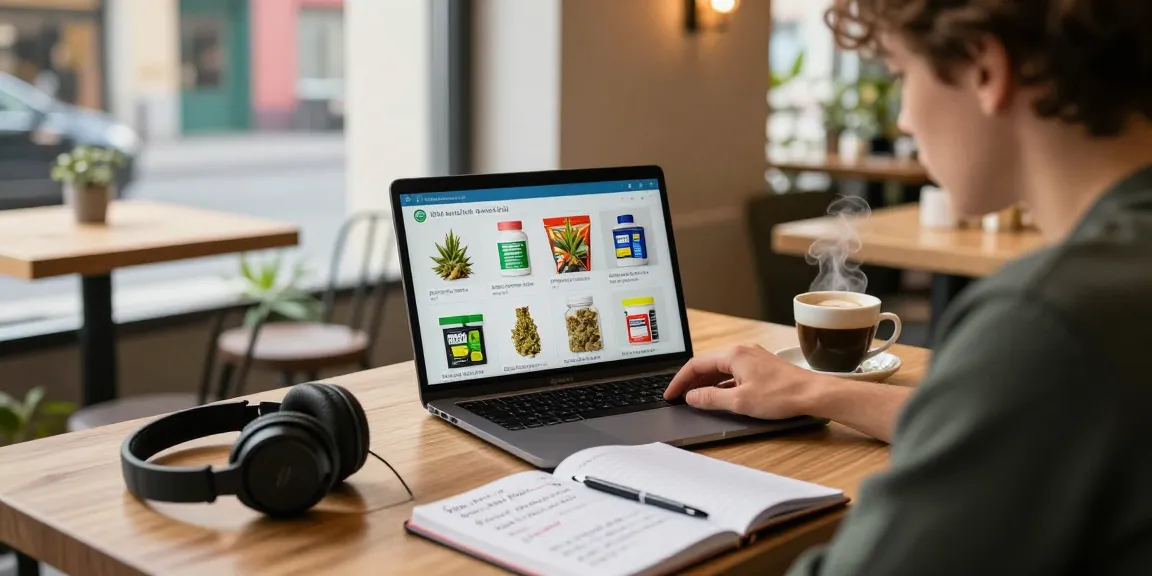 Buying Weed Online In Romania? Best Guide with a relaxed individual exploring cannabis options in a cozy cafe setting.