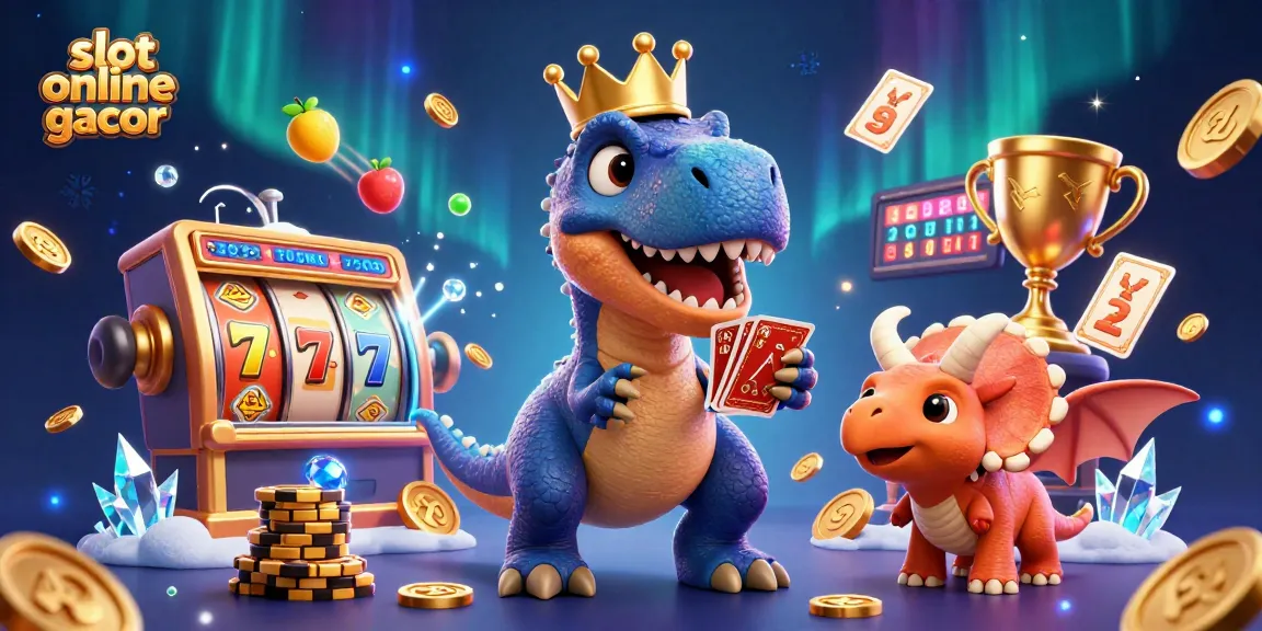 slot online gacor meraih jackpot dengan T-Rex dan teman-temannya di ilustrasi kasino 3D