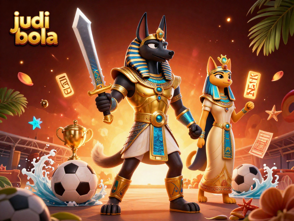 Bet on judi bola with Anubis and Bastet in an exhilarating sports betting scene.