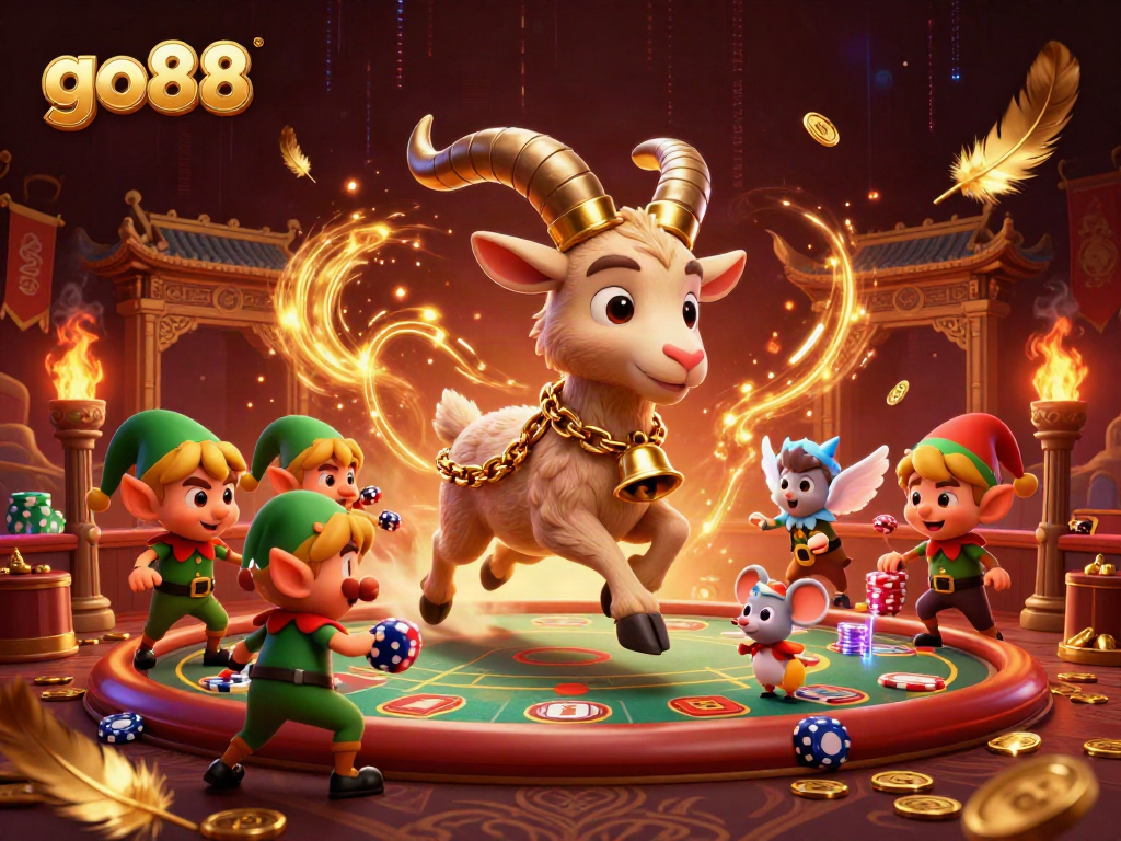 go88 showcases a festive horror casino with unique characters amidst vibrant gaming elements.