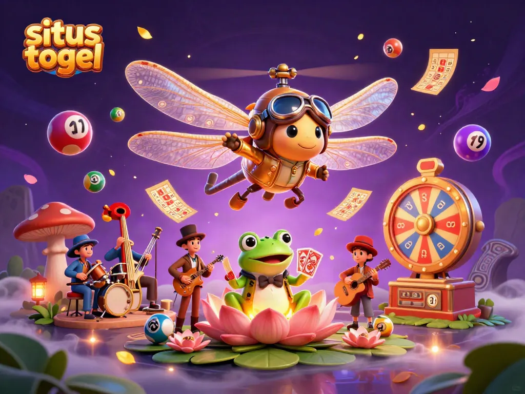 Experience the thrill of situs togel with a whimsical 3D casino scene featuring dynamic games and vibrant characters.