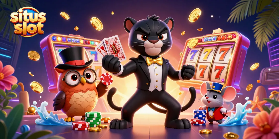 Menangkan di situs slot dengan ilustrasi 3D karakter kartun menakjubkan dalam suasana kasino.