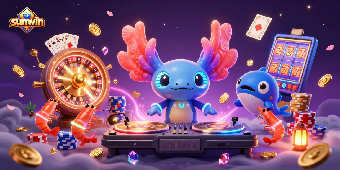 Experience the vibrant energy of sunwin as animated characters celebrate winning at a colorful casino.