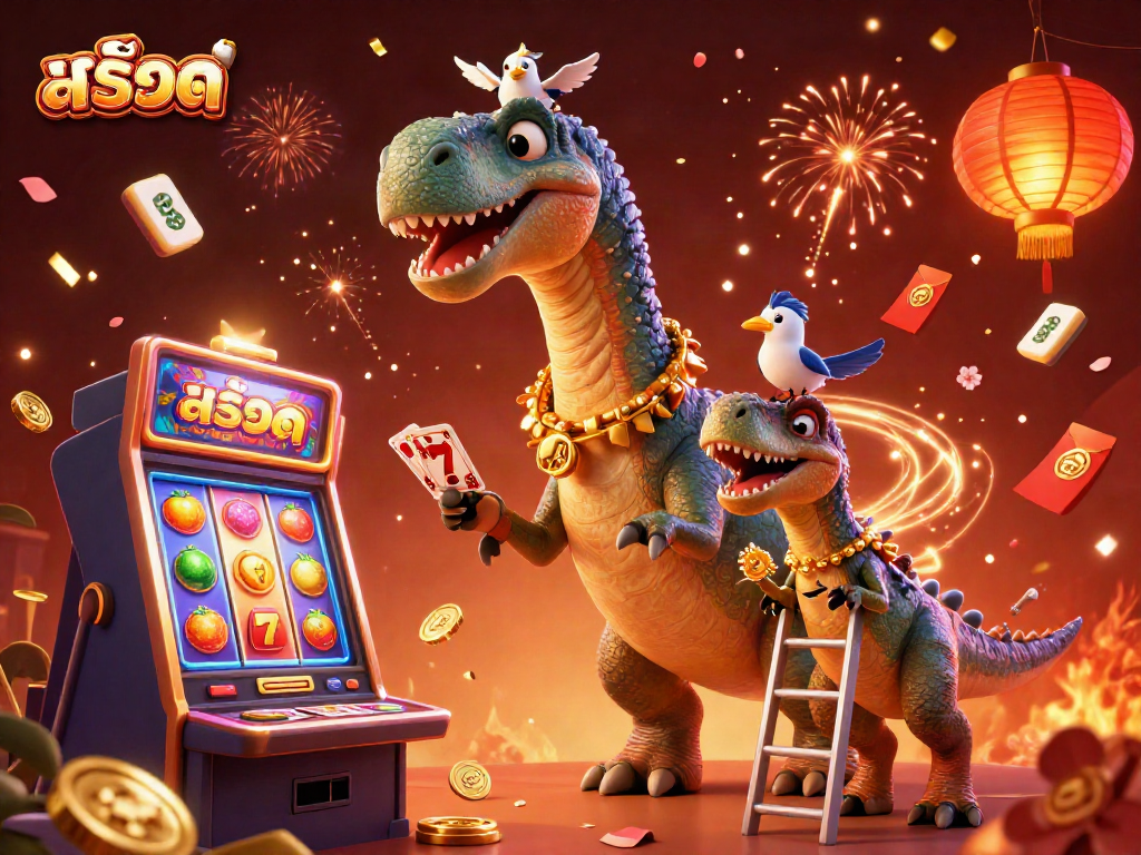 Experience the best of สล็อต gaming with a vibrant 3D illustration showcasing dynamic casino elements.
